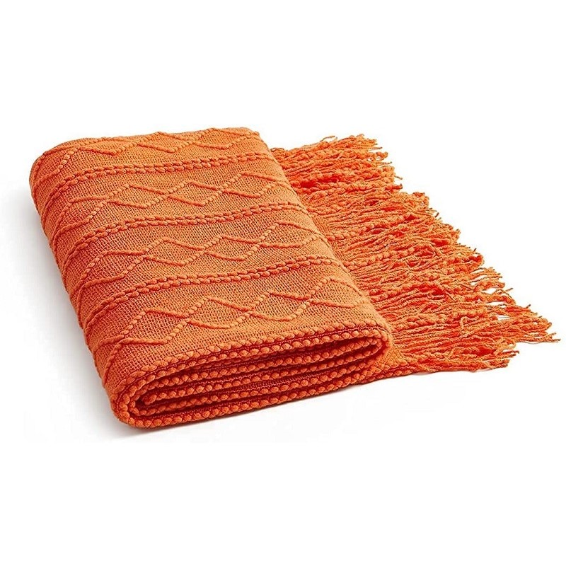 Turuncu Örme Püsküllü Battaniy - Throw Blanket Chunky Knit incelemesi ve fiyatı